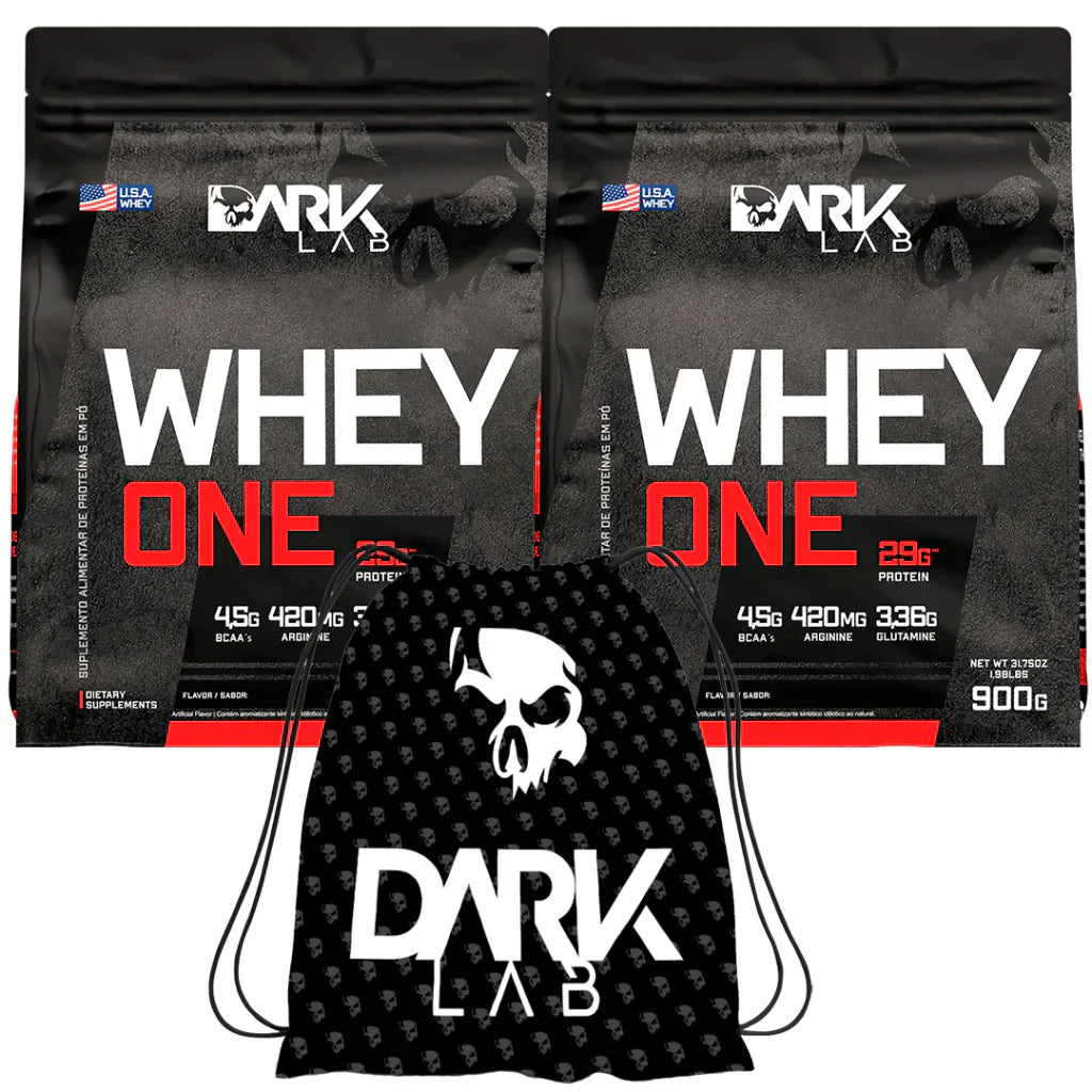 Kit 2 Whey One Refil 900g + Mochila Bag Com Alças Reguláveis - Dark Lab